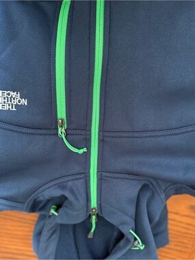 The North Face Navy Zip Hoodie with Bright Green Accents